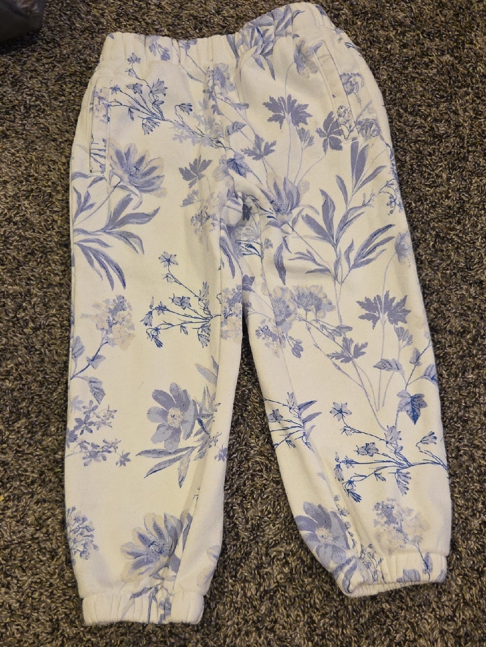 GAP White Sweatpants with Light Blue Floral Print